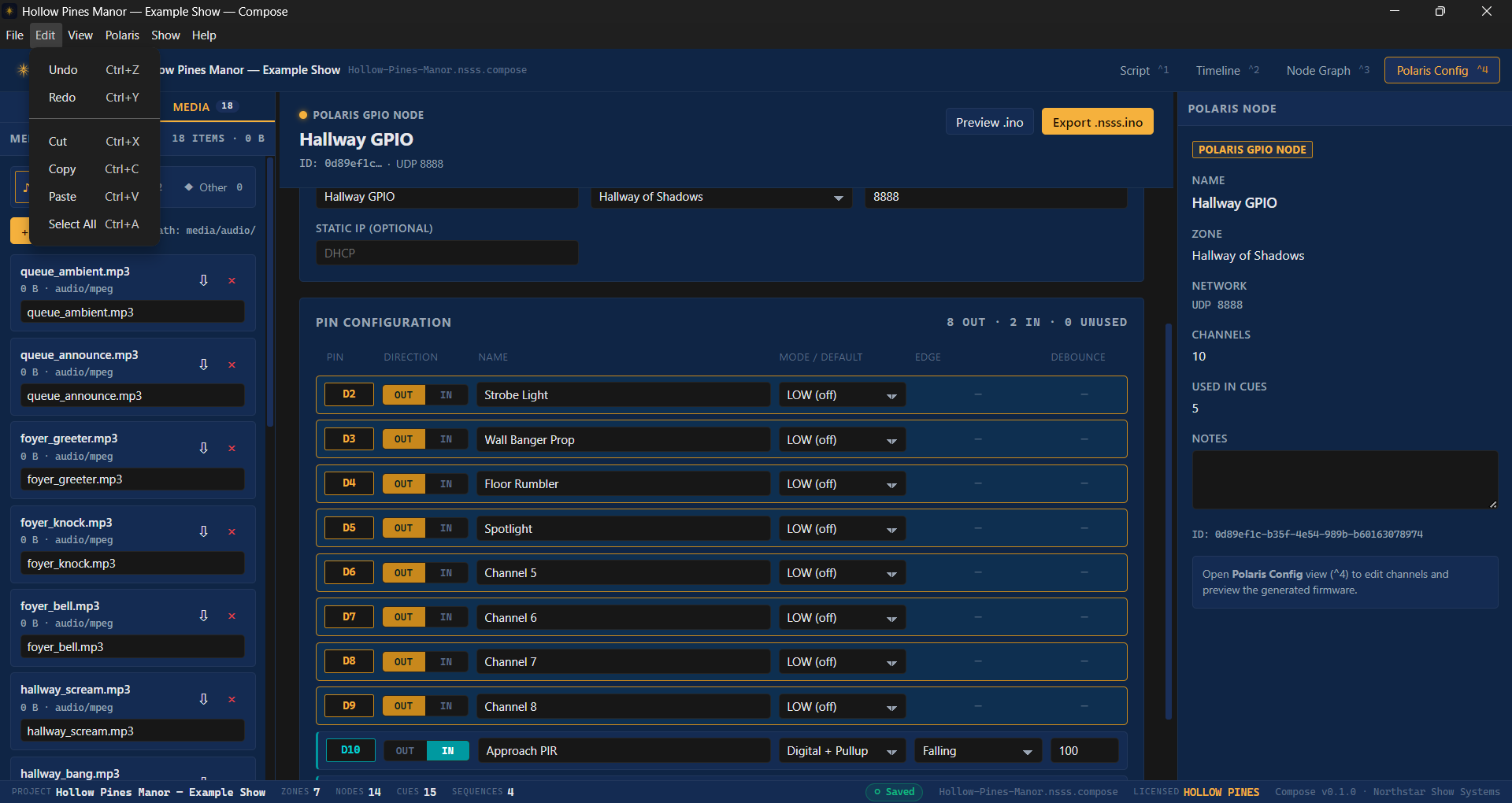 Compose Edit menu open